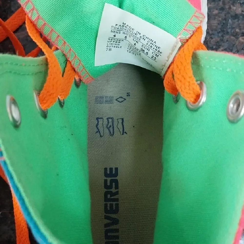 UNISEX Converse Pink, Green and Blue High-Top Sneakers Size 4 MEN'S 4....EUC
